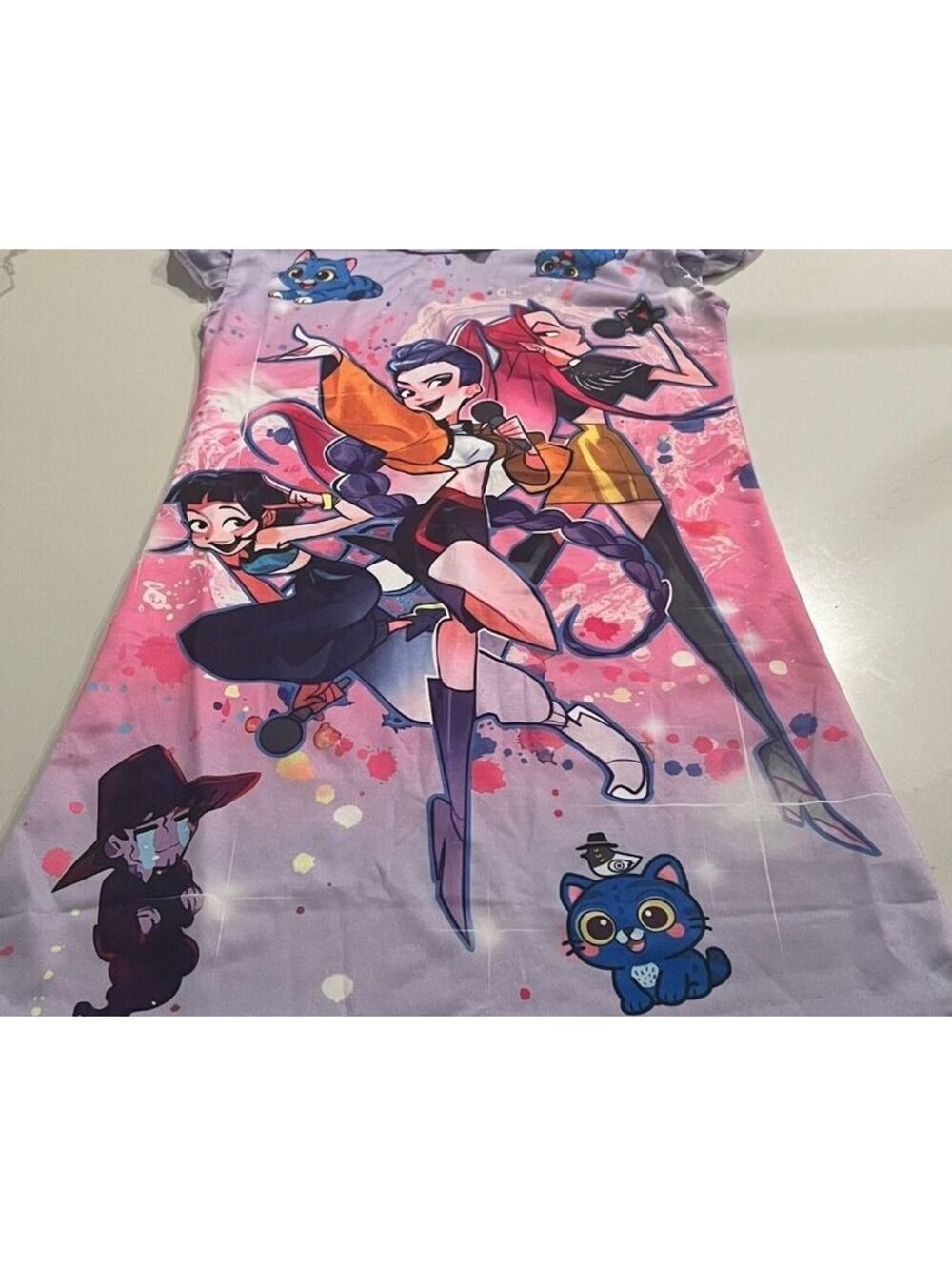 Kpop Demon Hunters Huntrix Nightdress Anime Pajamas Dress Flutter Sleeve Size 6